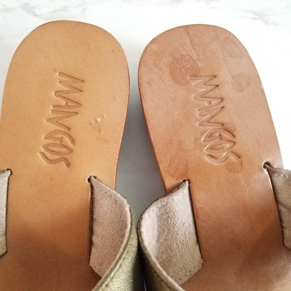 Mangos Bali Bronze Leather Shell Thong Sandals - Picture 8 of 11